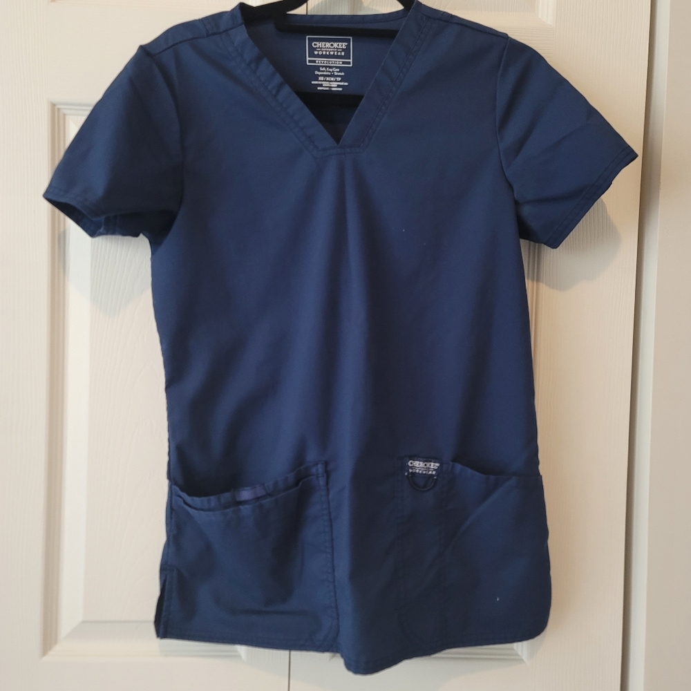 Cherokee Scrub Top Rev Tech Size XS Blue